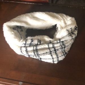 Fuzzy checkered infinity scarf